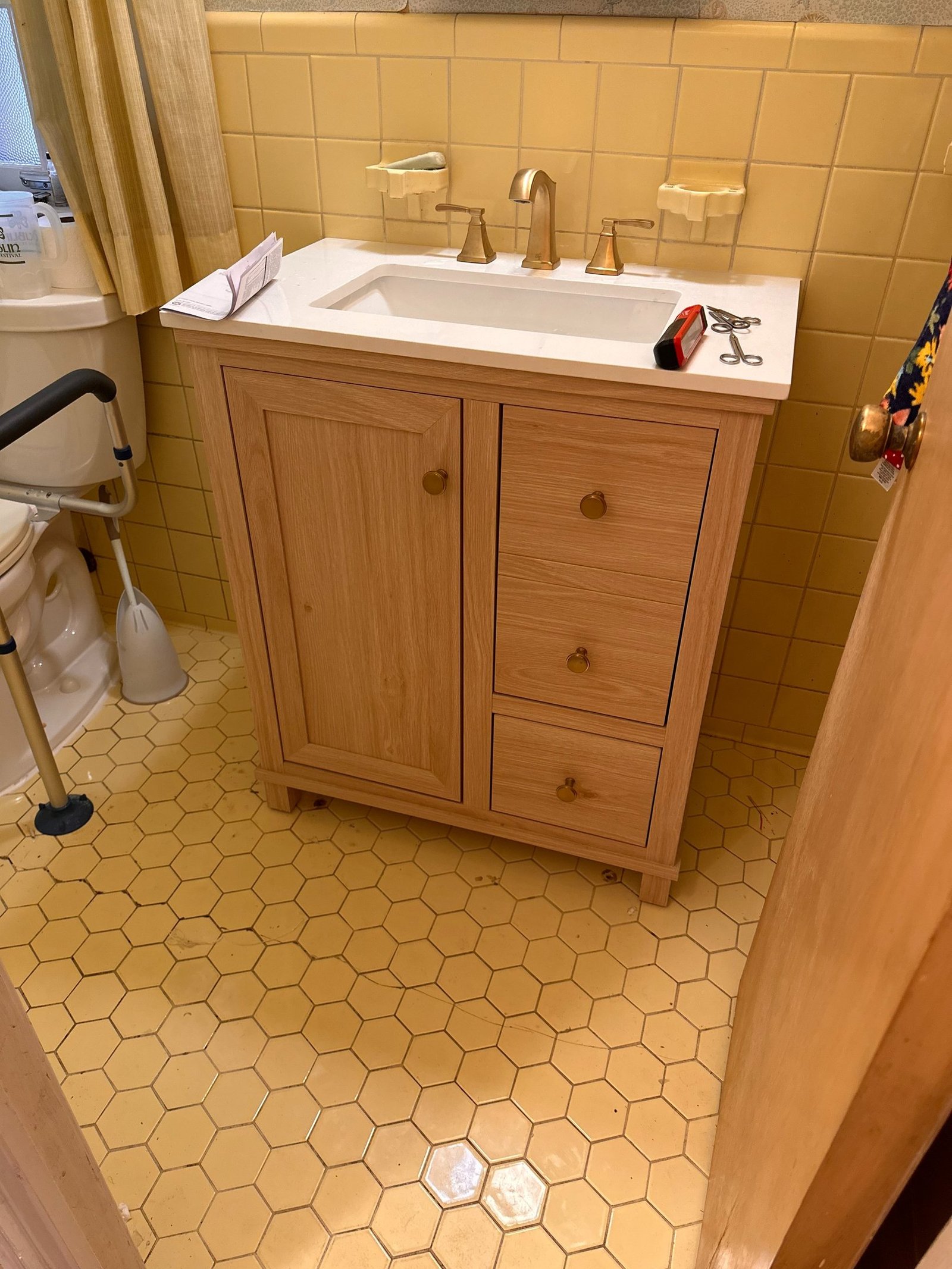 new vanity that replaced old sink